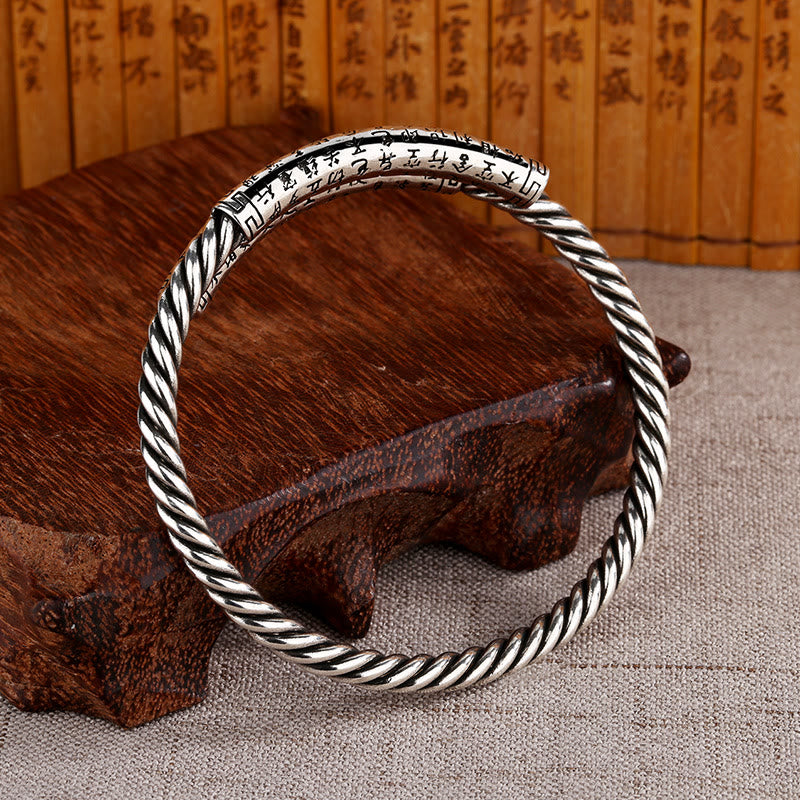 Retro Heart Sutra Twisted Design Pattern Balance Bracelet Bangle - Image 3
