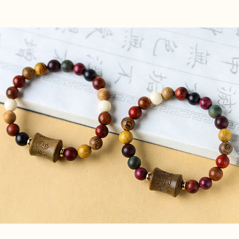 Tibet Multicolored Sandalwood Om Mani Padme Hum Protection Bracelet - Image 13