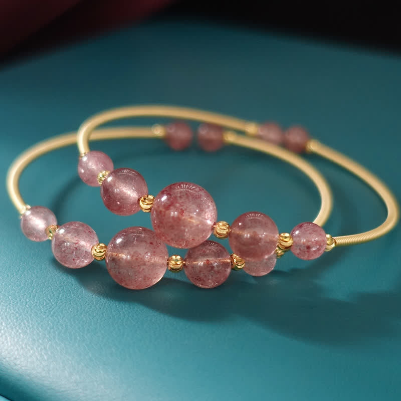 Natural Strawberry Quartz Love Healing Bracelet Bangle