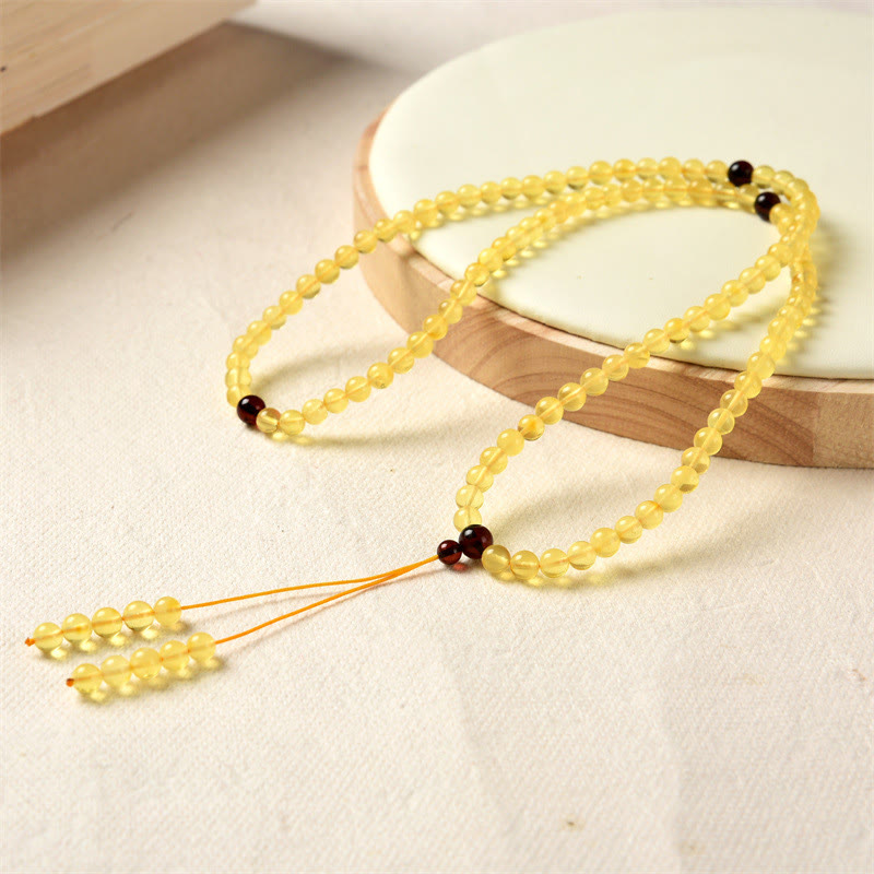 108 Mala Beads Natural Amber Clear Anxiety Bracelet - Image 5
