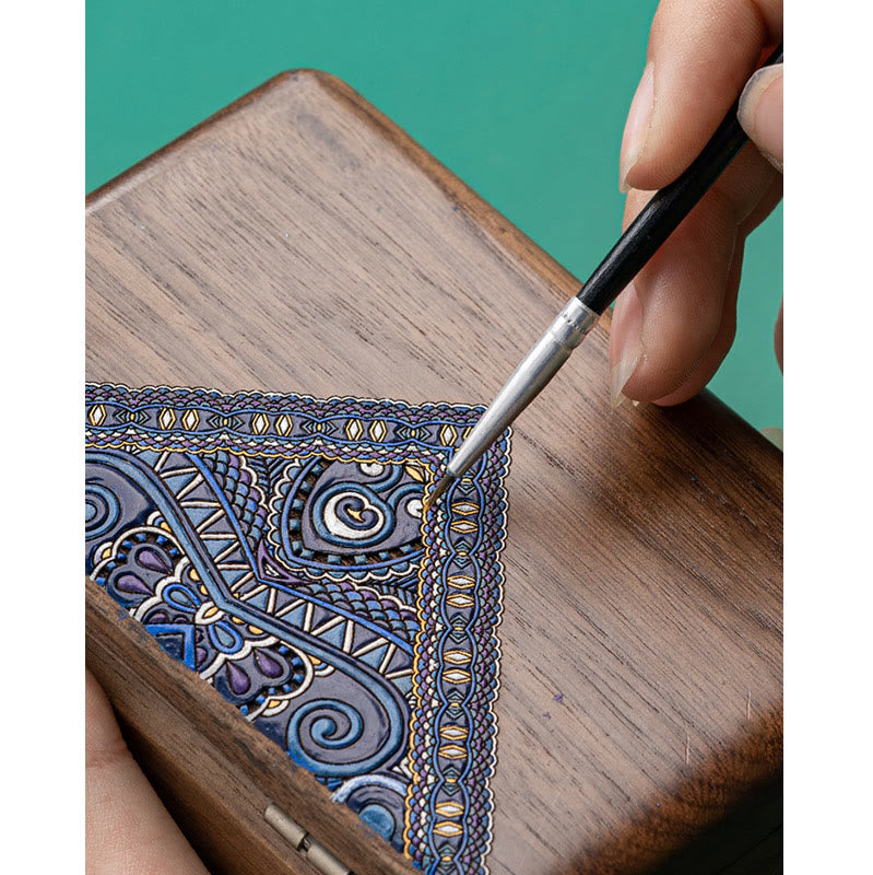 Vintage Handmade Black Walnut Wood Jewelry Storage Box With Mirror - Image 15