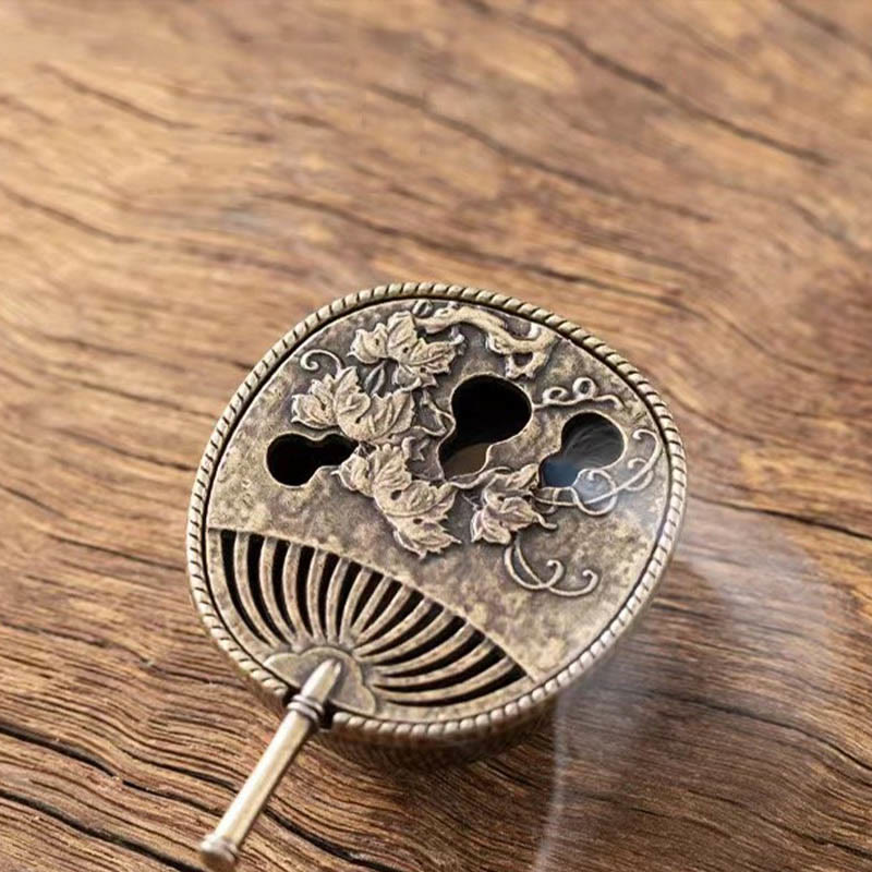 Small Mini Gourd Fan Pipa Copper Alloy Incense Burner Decoration With Incense - Image 5
