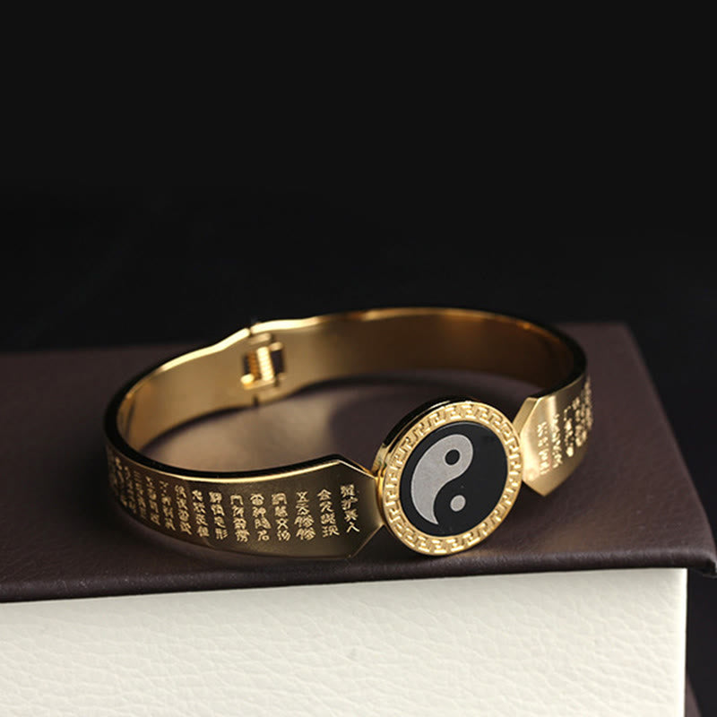 Yin Yang Lotus Om Mani Padme Hum Mantra Titanium Steel Harmony Bracelet Bangle - Image 4