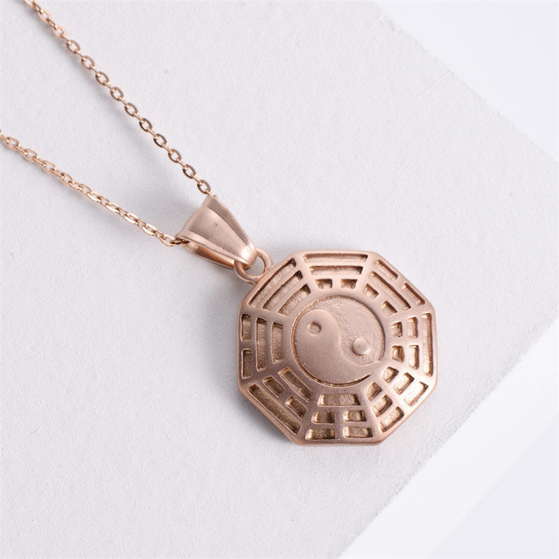 Bagua Yin Yang Titanium Steel Balance Necklace Chain Pendant - Image 8