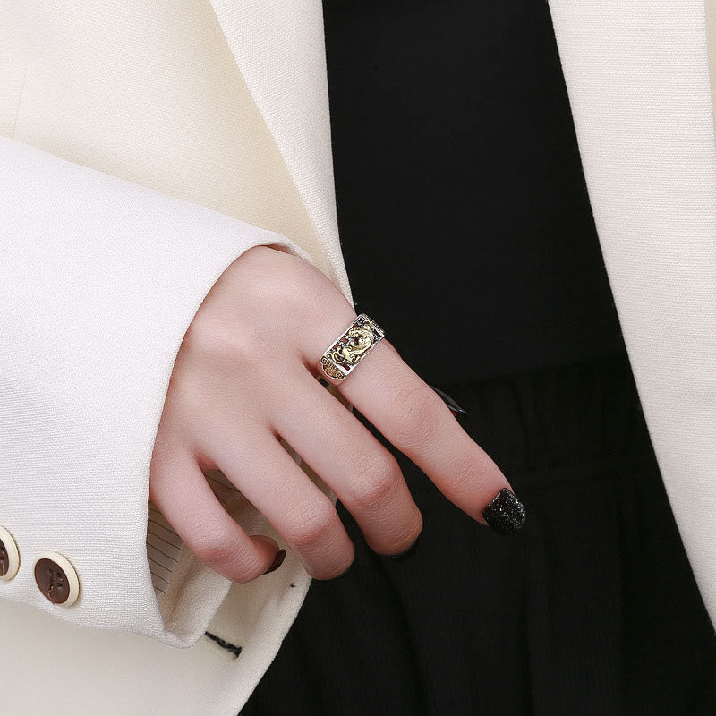 925 Sterling Silver PiXiu Luck Wealth Adjustable Ring - Image 4