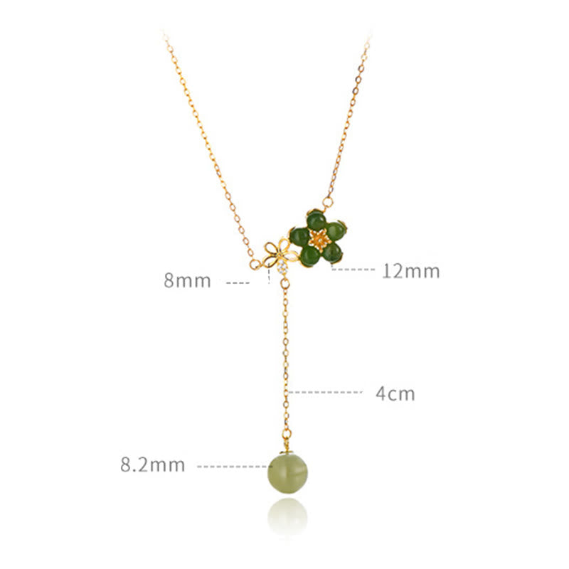 925 Sterling Silver Hetian Cyan Jade Plum Flower Blossom Design Luck Necklace Pendant - Image 11