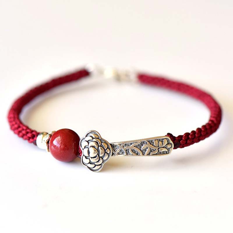 925 Sterling Silver Cinnabar Blessing String Bracelet - Image 4