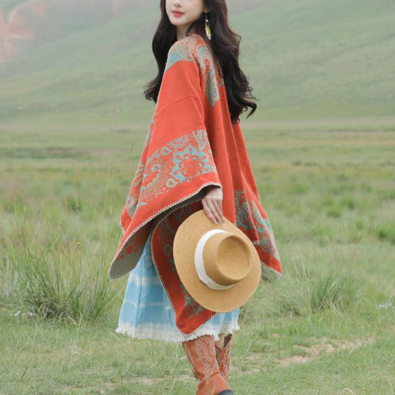 Tibetan Shawl Simple Pattern Winter Cozy Travel Scarf Wrap - Image 16