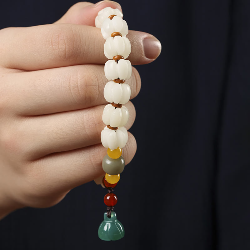 Natural Bodhi Seed Red Agate Bodhi Calm Harmony Engraved Pumpkin Bead Lotus Bracelet - Image 8