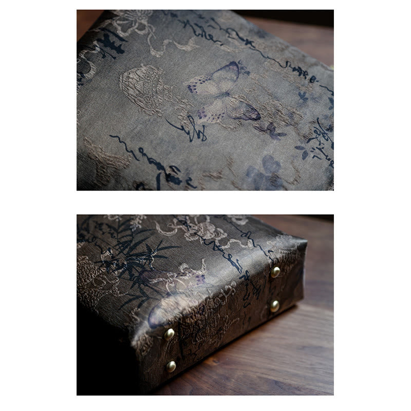 Bamboo Leaves Butterfly Koi Fish Bamboo Handles Handbag - Image 26