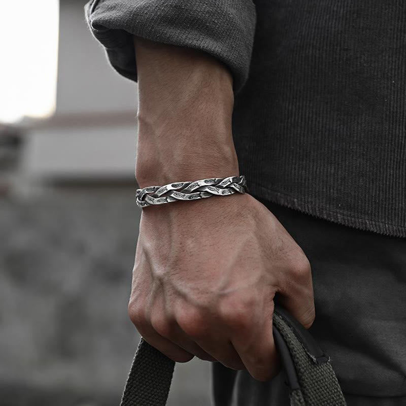 Koi Fish Twisted Design Luck Wealth Cuff Bracelet Bangle