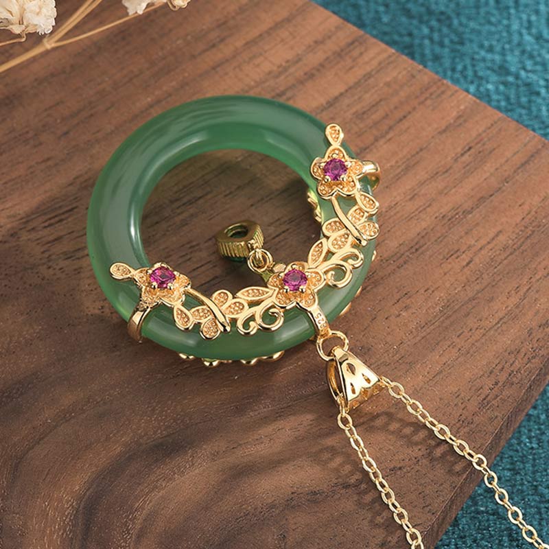 Natural Round Cyan Jade Healing Necklace Pendant - Image 4