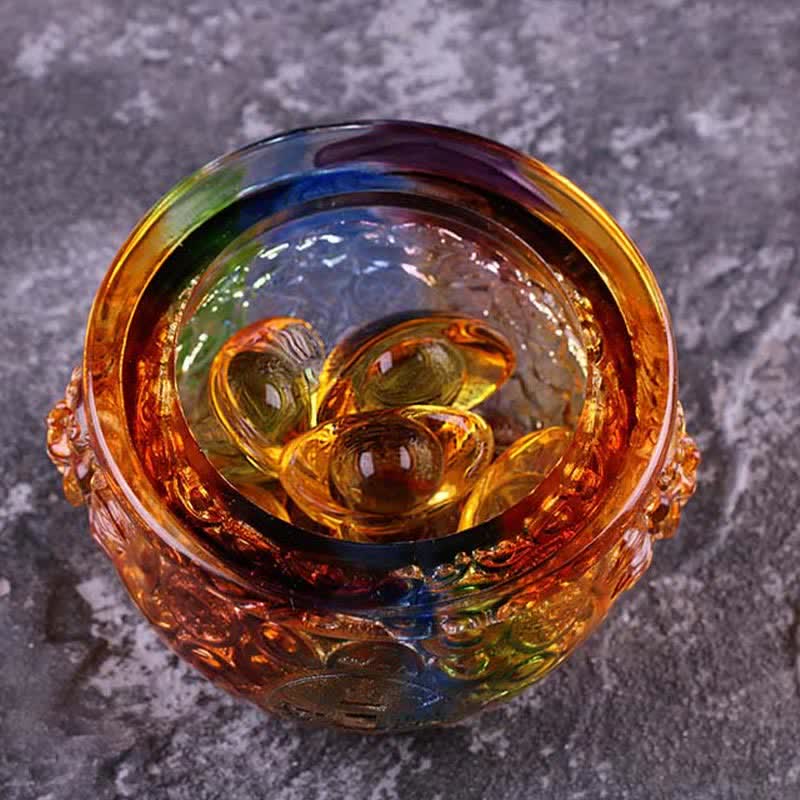 Handmade Liuli Crystal Treasure Bowl Art Piece Home Decoration - Image 13