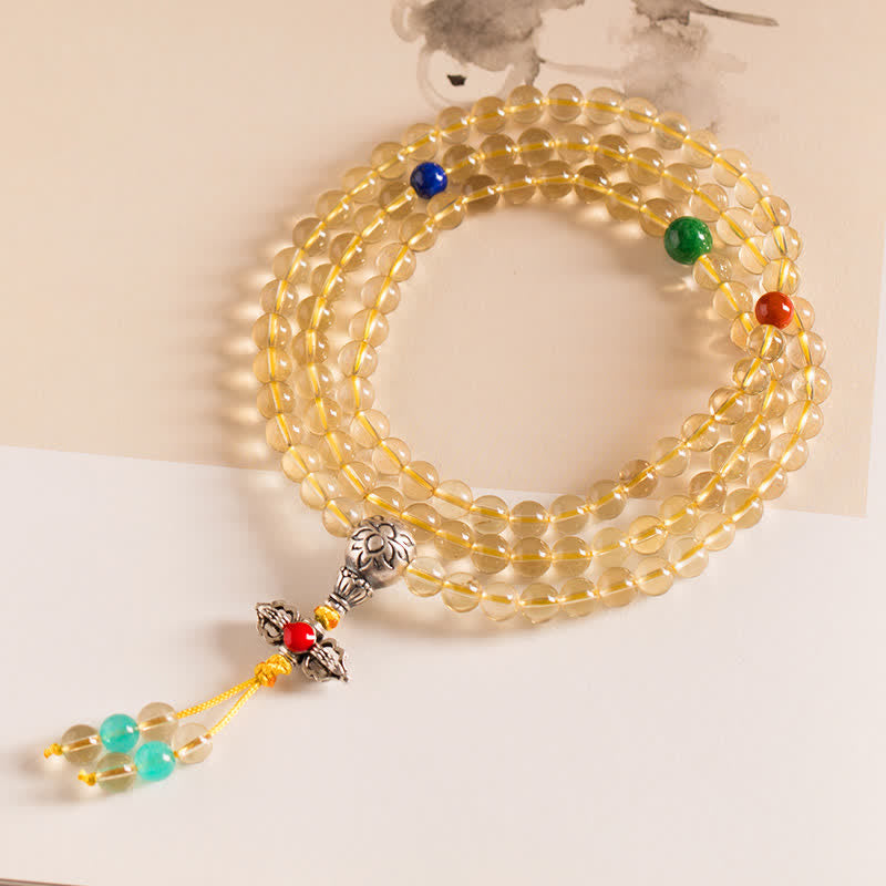 925 Sterling Silver 108 Mala Beads Natural Citrine Red Agate Amber Pleasure Charm Bracelet - Image 16