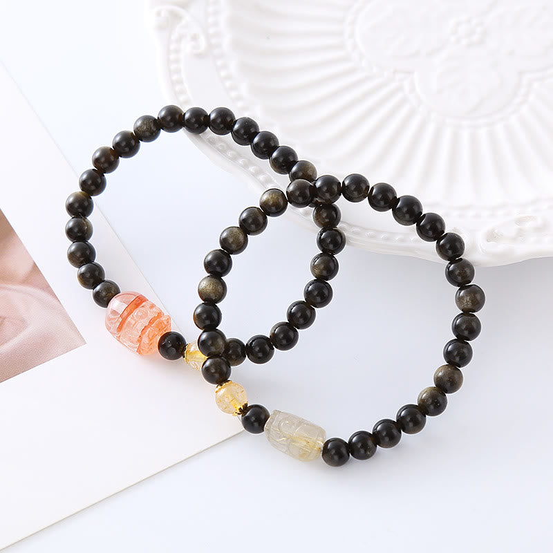 Natural Gold Sheen Obsidian PiXiu Wealth Protection Bracelet