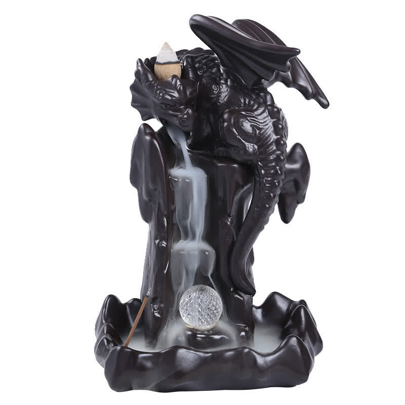 Nordic Dragon Ceramic Backflow Smoke Fountain Meditation Healing Incense Burner Led Ball Decoration - Image 11