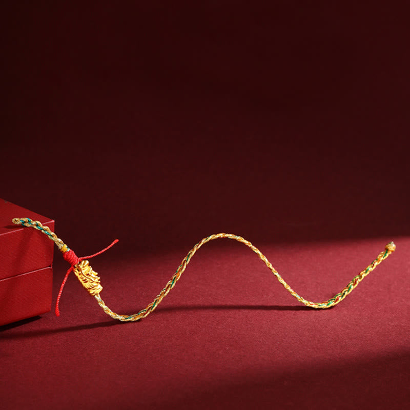 Year of the Dragon Handmade Colorful Dragon Carved Success Braided Bracelet - Image 6