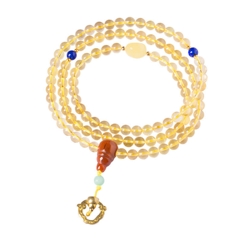 925 Sterling Silver 108 Mala Beads Natural Citrine Red Agate Amber Pleasure Charm Bracelet - Image 15