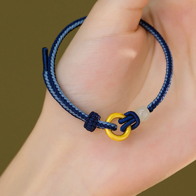 999 Sterling Silver Peace Buckle Hetian Jade Rope Fortune Bracelet - Image 7