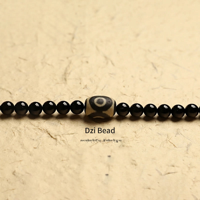 Tibetan 108 Mala Beads Black Onyx Three-eyed Dzi Beads Protection Bracelet - Image 6