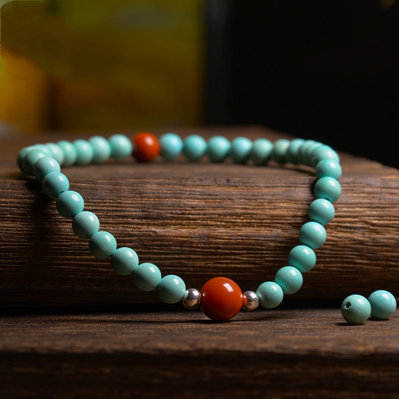 Turquoise Red Agate Bead Protection Bracelet - Image 3