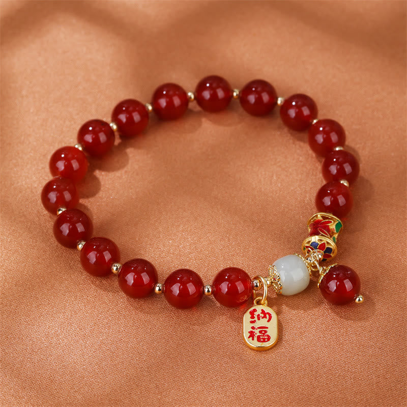 Natural Red Agate Jade Confidence Fortune Blessing Charm Bracelet - Image 7