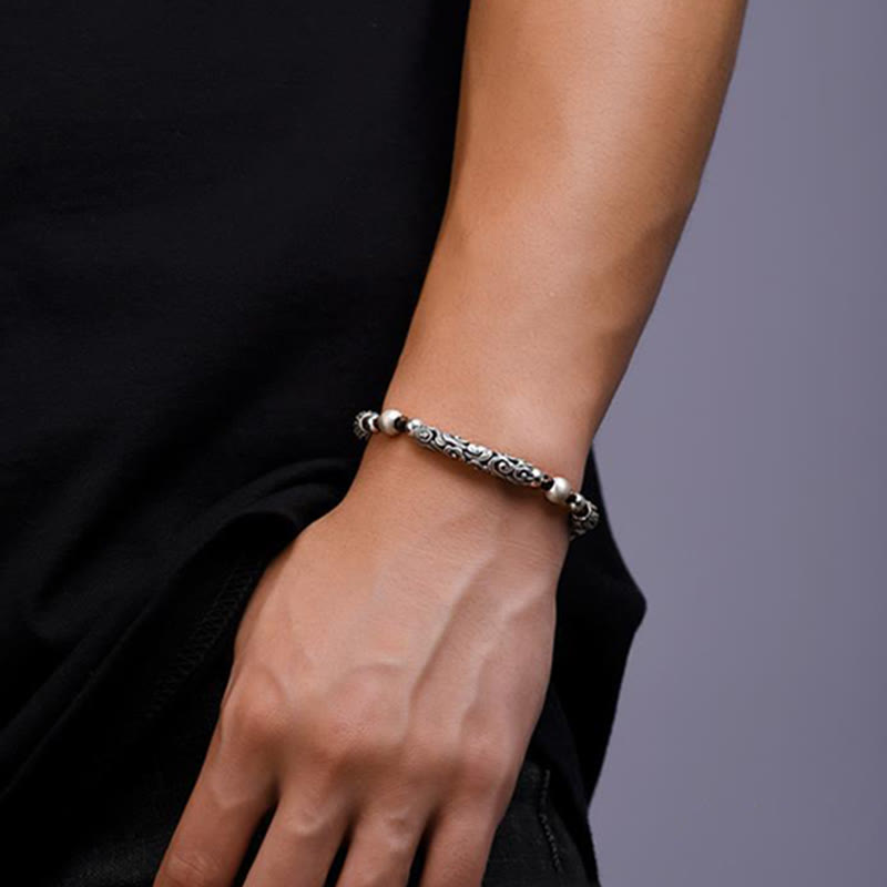 Tibet Handmade Copper 999 Sterling Silver Auspicious Cloud Wealth String Bracelet - Image 6