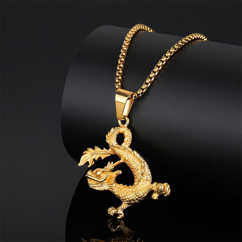 Dancing Dragon Pattern Luck Necklace Pendant - Image 2