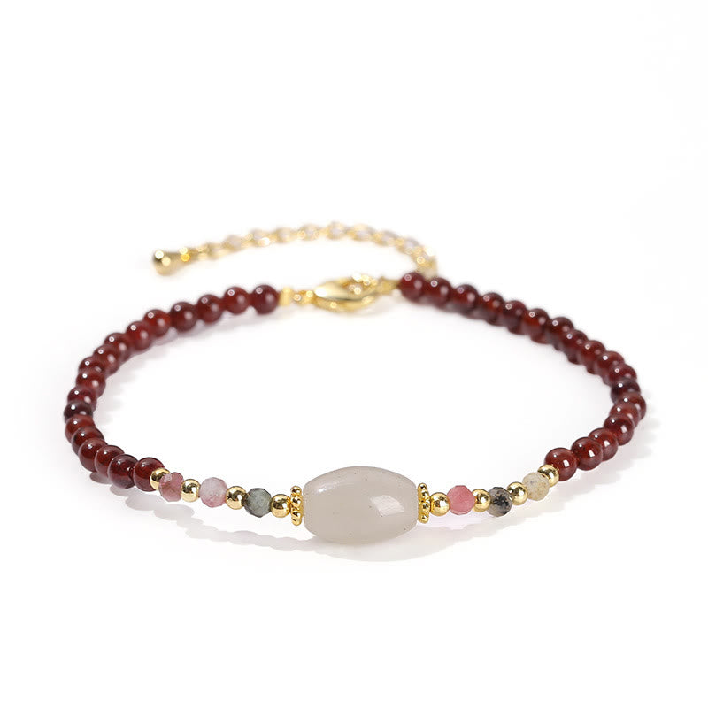 Garnet Jade Tourmaline Bead Passion Bracelet