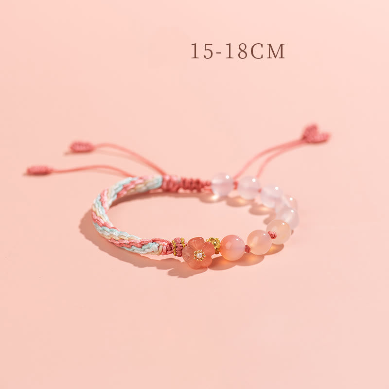 Natural Gradient Agate Reincarnation Knot Peach Blossom Wealth Luck Handmade String Bracelet - Image 11