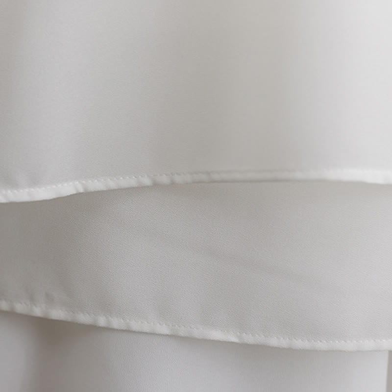 2Pcs Frog-Button Long Sleeve Midi Dress Wide Leg Pants Chiffon Zen Women's Set - Image 14