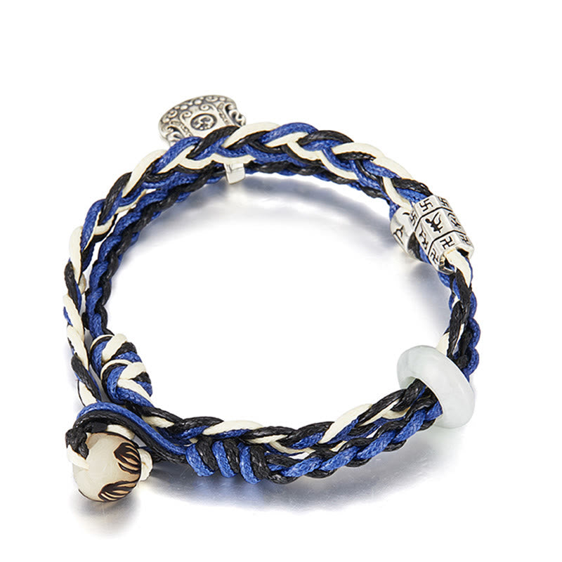 925 Sterling Silver Om Mani Padme Hum Swastika Handmade Protection Bracelet - Image 12