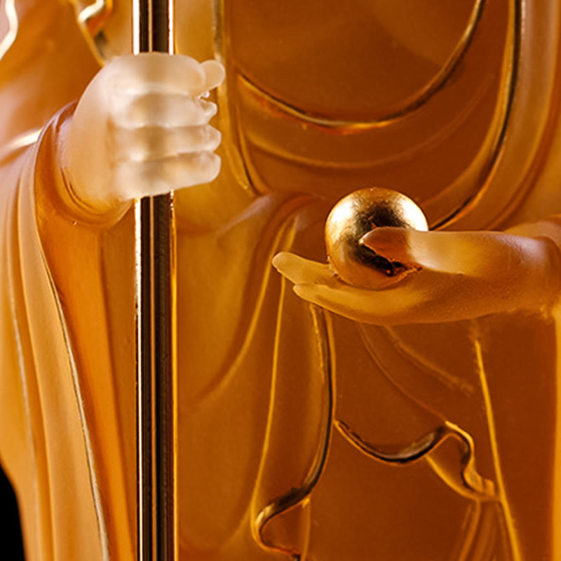 Handmade Ksitigarbha Bodhisattva Figurine Liuli Crystal Art Piece Serenity Statue Home Decoration - Image 11