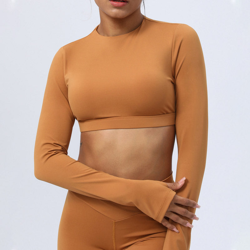 2Pcs Long Sleeve Backless Top Bra Leggings Pants Fitness Yoga Outfit Set - Image 5