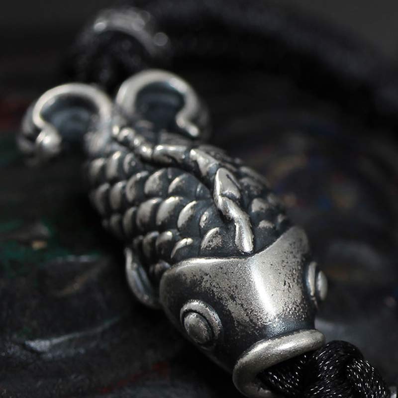 Silver Luck Koi Fish Braided String Bracelet - Image 4