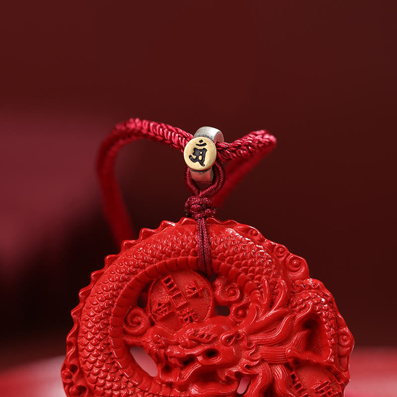 Year of the Dragon 925 Sterling Silver Natural Cinnabar Copper Coin Luck Necklace Pendant - Image 7