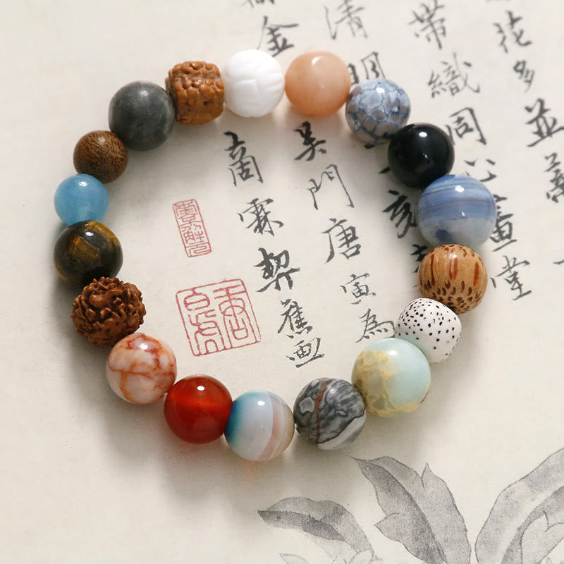 Natural Bodhi Seed Crystal Stone Agate Keep Away Evil Spirits Bracelet - Image 9