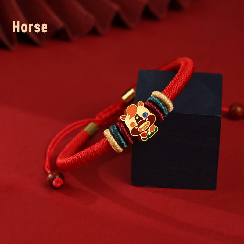 Handmade 925 Sterling Silver Year of the Dragon Cute Chinese Zodiac Luck Braided Red Bracelet - Image 16