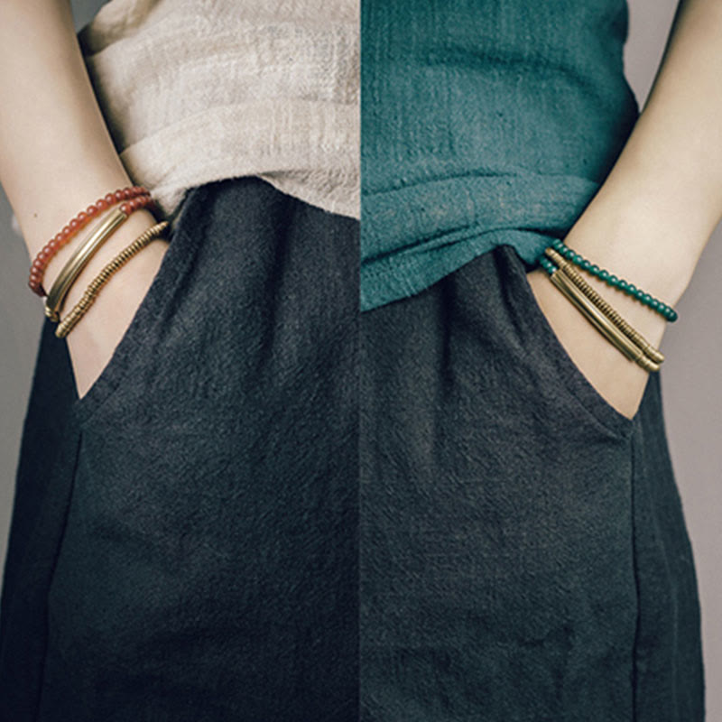 Tibetan Various Agate Stone Copper Protection Triple Wrap Bracelet - Image 12