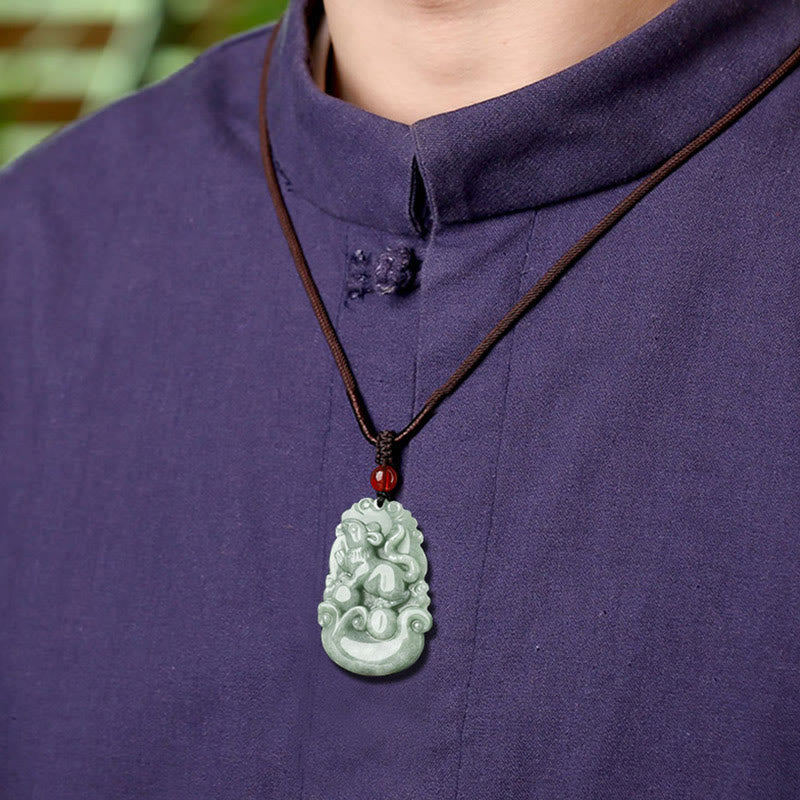 Natural Green Jade 12 Chinese Zodiac Luck Prosperity Necklace Pendant - Image 9