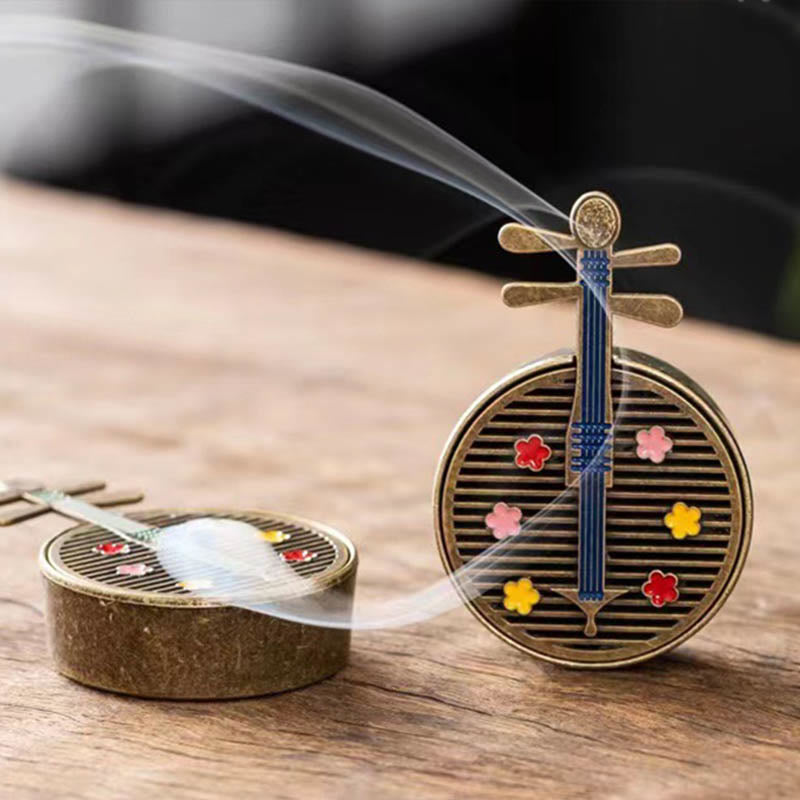 Small Mini Gourd Fan Pipa Copper Alloy Incense Burner Decoration With Incense - Image 7