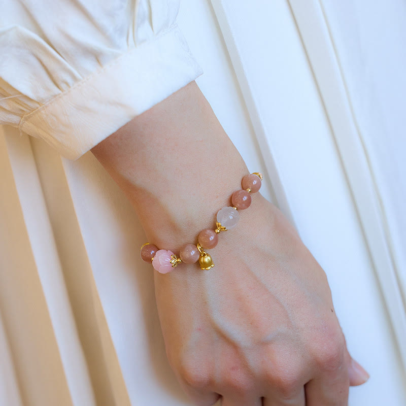 Sun Stone Golden Silk Jade Lily of the Valley Charm Positive Bracelet Bangle - Image 15