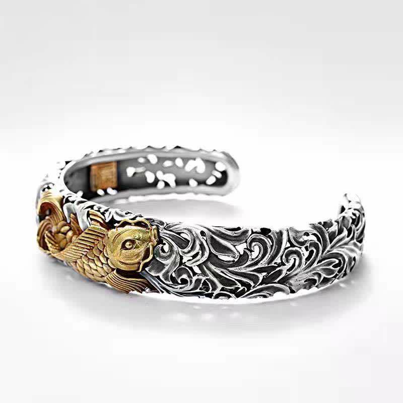 Koi Fish Grass Pattern Prosperity Wealth Bracelet Bangle - Image 4