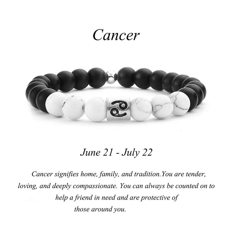 12 Constellations of the Zodiac Natural Frosted Stone White Turquoise Bead Fortune Bracelet - Image 8