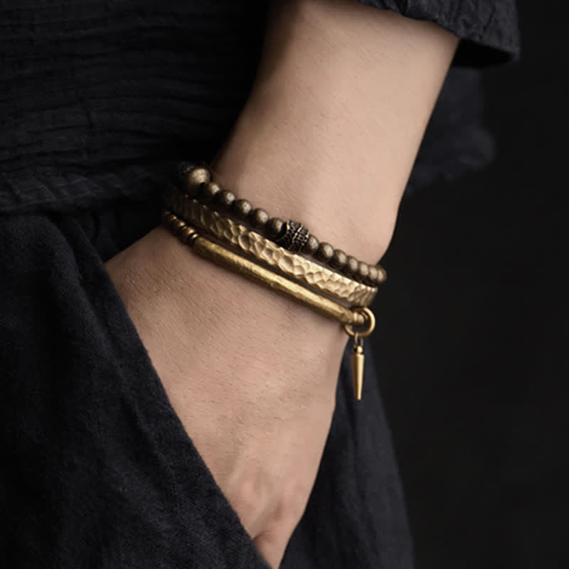 Lava Rock Stone Copper Balance Cuff Bracelet Bangle - Image 5