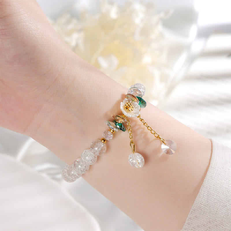 Simple Design Flower Charm Glass Bead Bracelet - Image 19