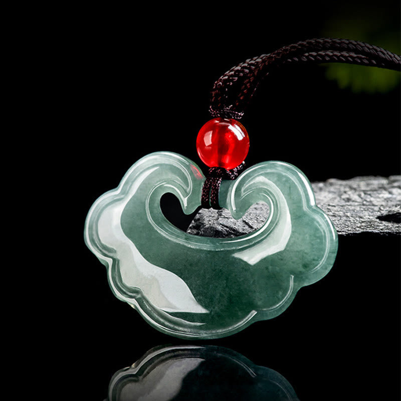 Natural Green Jade Chinese Lock Charm Luck Necklace Pendant - Image 3