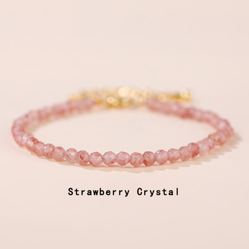 Strawberry Quartz Prehnite Peridot Lazurite Pink Crystal Tourmaline Healing Chain Bracelet