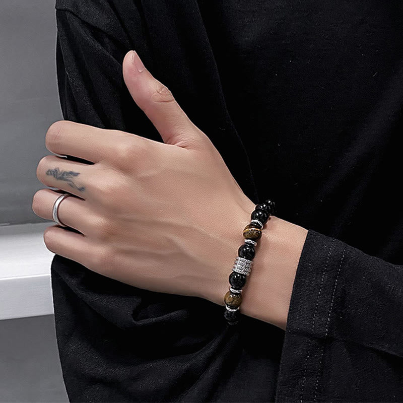 Natural Black Obsidian Tiger Eye Strength Fulfillment Bracelet - Image 8