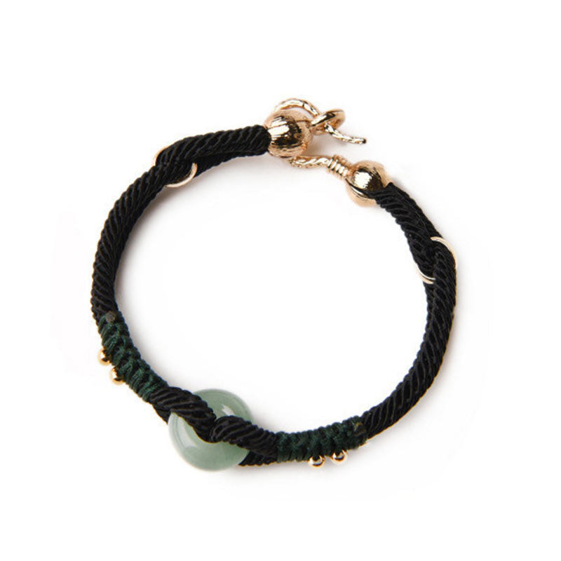 Tibetan Jade Lucky Black Rope Couple Bracelet - Image 4